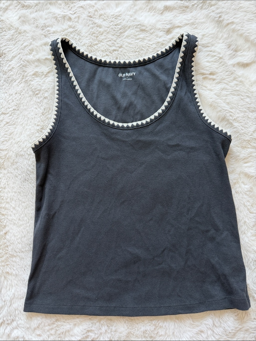 Old Navy Black Tank Top with Cream Trim